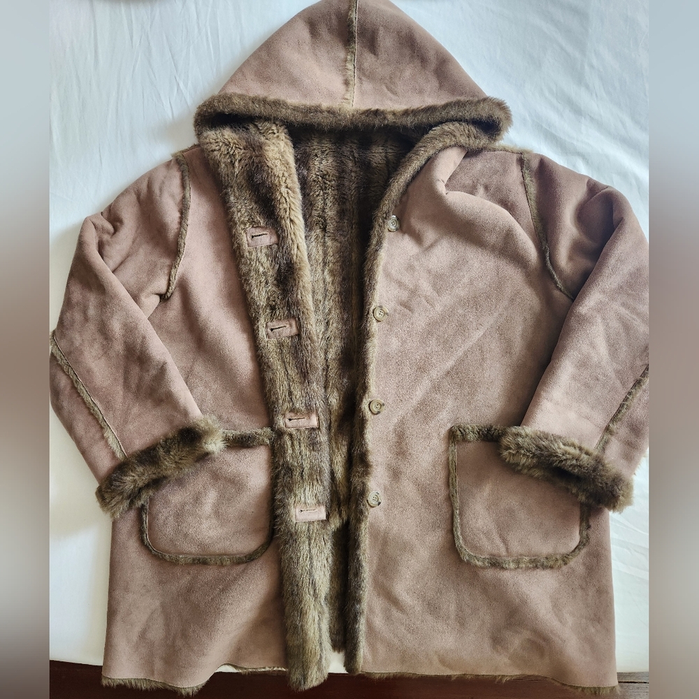 dennis basso oversized faux fur coat